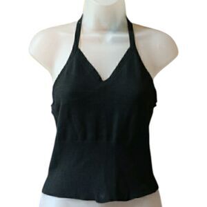 RMC Vintage 90s Black Halter Crop Top LG